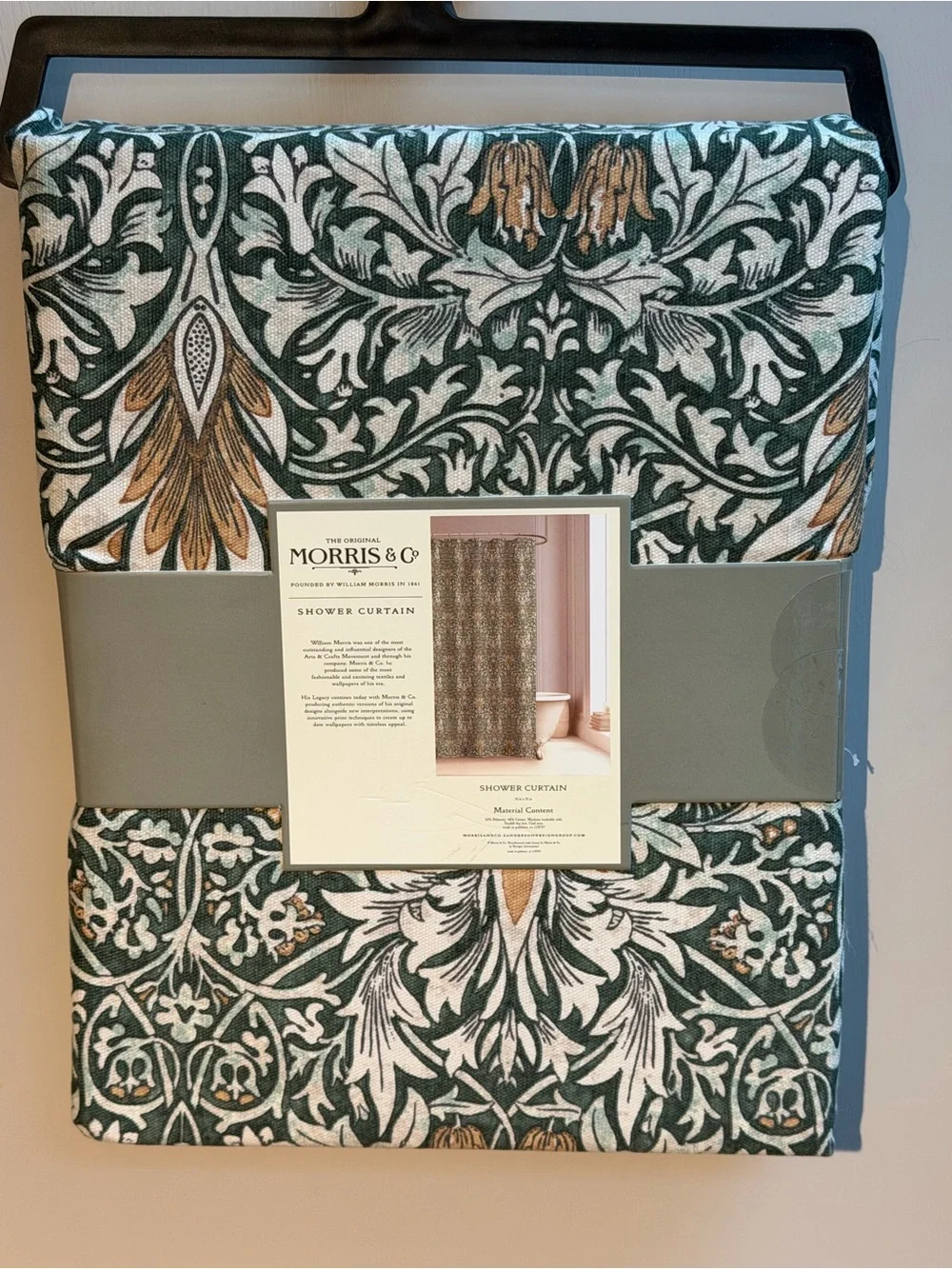 Morris & Co. NWT Classic Morris & Co Floral Shower Curtain Cream & Blue 72